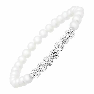 Crystaluxe Freshwater Pearl Bracelet With Swarovski Crystals In Sterling Silver