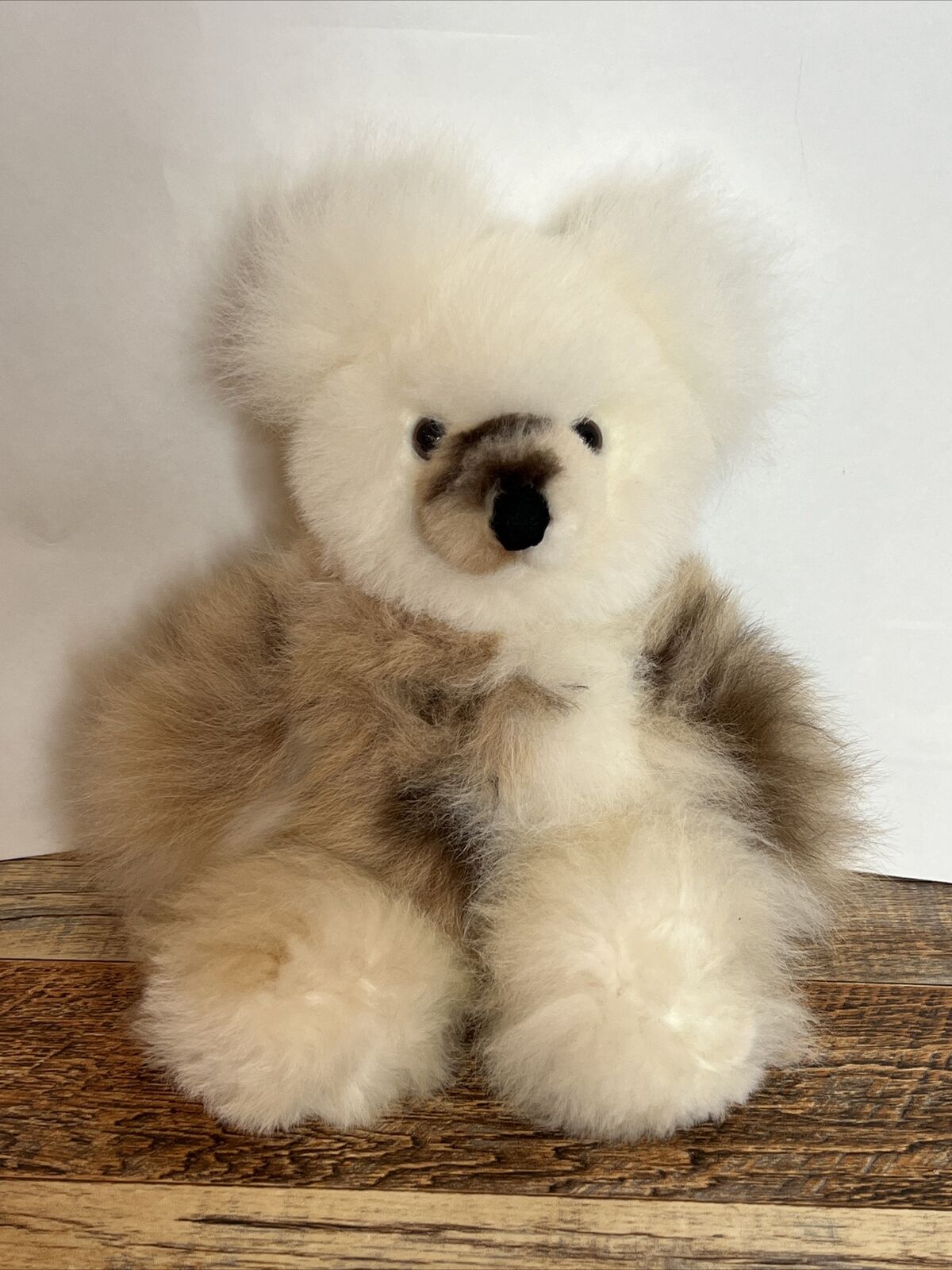 Alpaca Fur Teddy Bear 12” ~ So Soft & Adorable! Made In Peru! Brown & White! A22