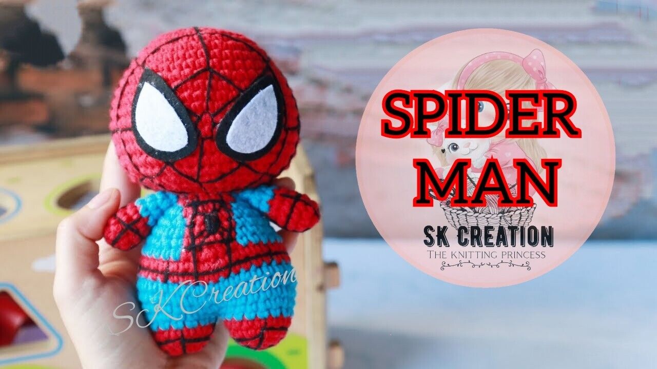 Spiderman Super Hero Amigurumi Handmade Kids Soft Toy Gift Crochet Free Shipping