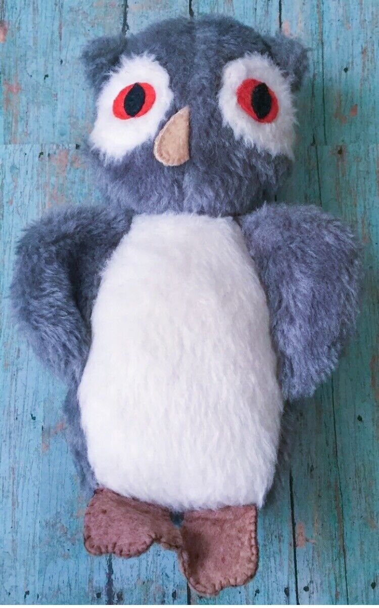 Vtg Handmade Kitschy Owl Plush Stuffed Animal Toy Bird Dark Academia