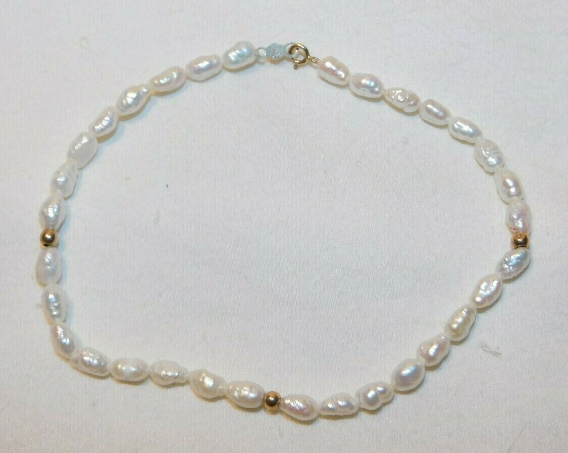 Beautiful Genuine Seed Pearl Bracelet With 14kt Solid Gold Clasp